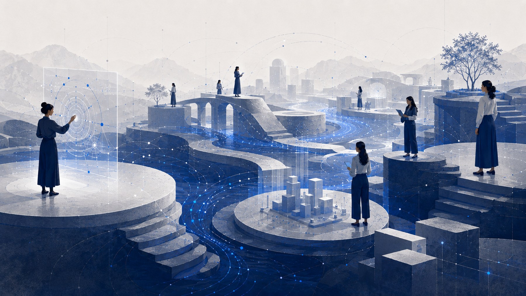 Women working across the architecture of connected systems